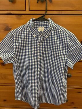 Crewcuts Blue and White Gingham Short-Sleeve Button-Down Shirt